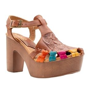 NIB Sbicca Rosarito Women's Huarache Clog, Multi Cognac, Size 9